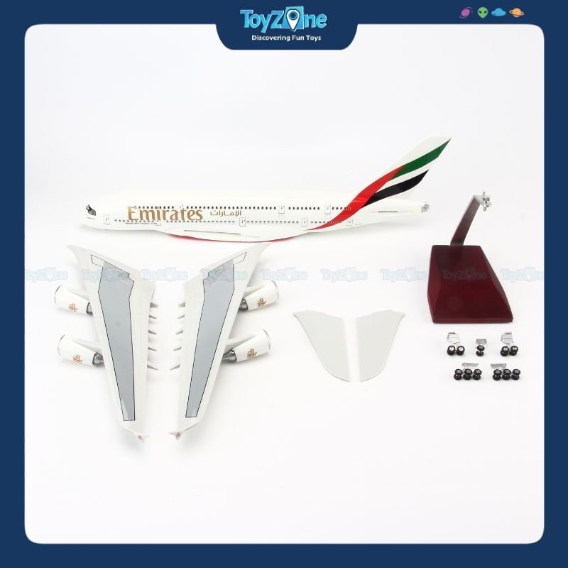 Mô hình máy bay Emirates Airbus A380 47cm lắp ráp có đèn Everfly