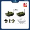 Bộ Đồ Chơi Lắp Ráp Mô Hình Xe Chiến Đấu Bọc Thép BTR-80AS 2in1 1:35 SLUBAN