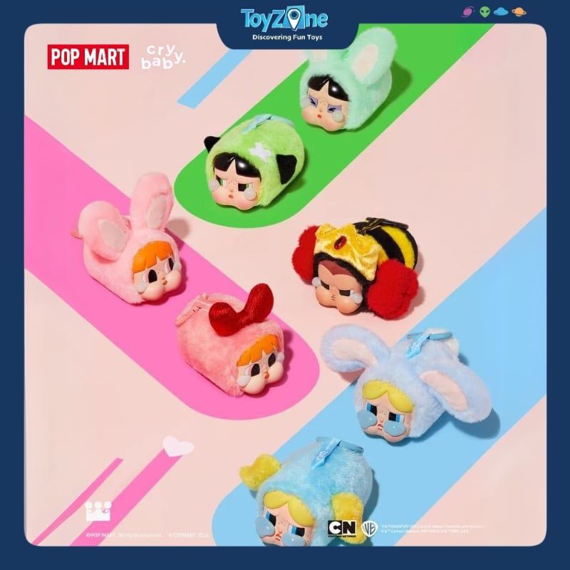 Mô hình Blind Box Móc khoá Crybaby × Powerpuff Girls Series Vinyl Face Plush POP MART