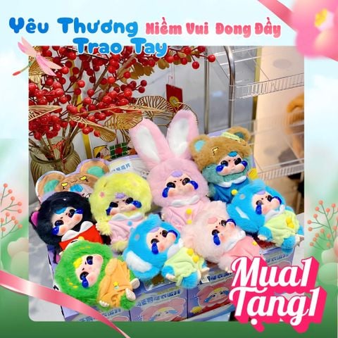 Mô hình Blind Box Móc khoá Gấu bông Baby Three Sad Baby Slumber Party Series CUREPLANETA