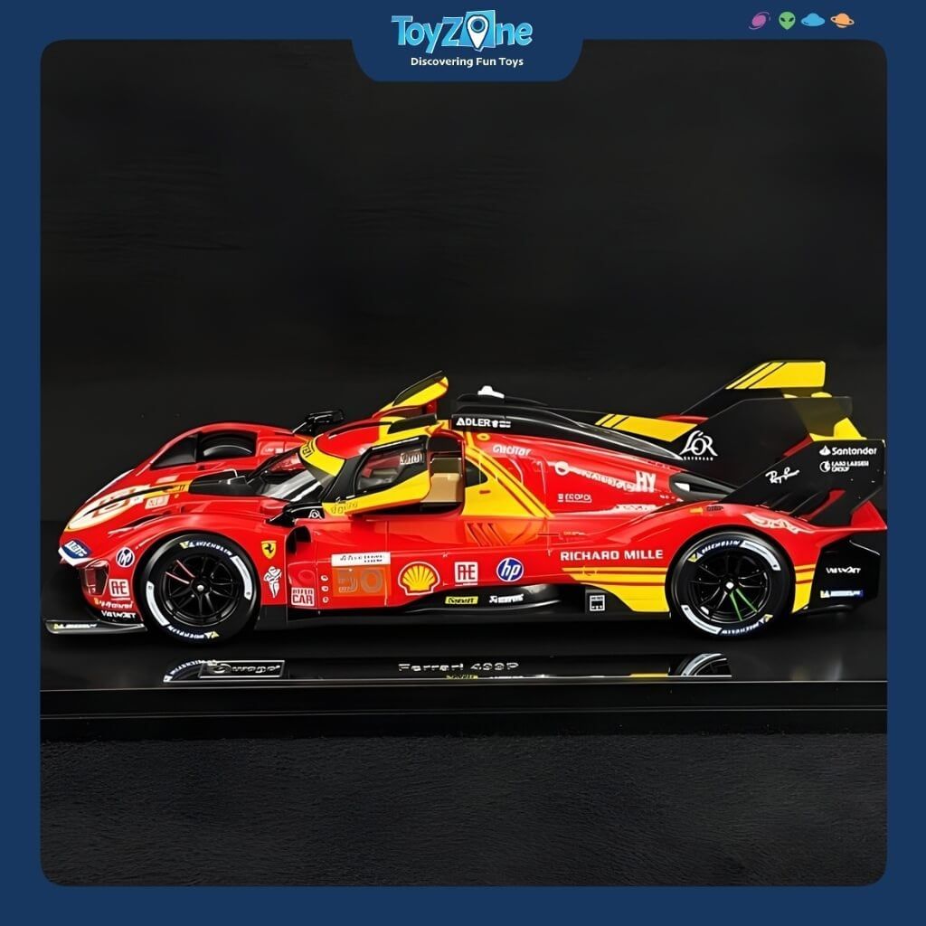 Mô hình xe Ferrari Racing 499P Le Mans Hypercar 2024 Champion Deluxe Version 1:18 BBURAGO
