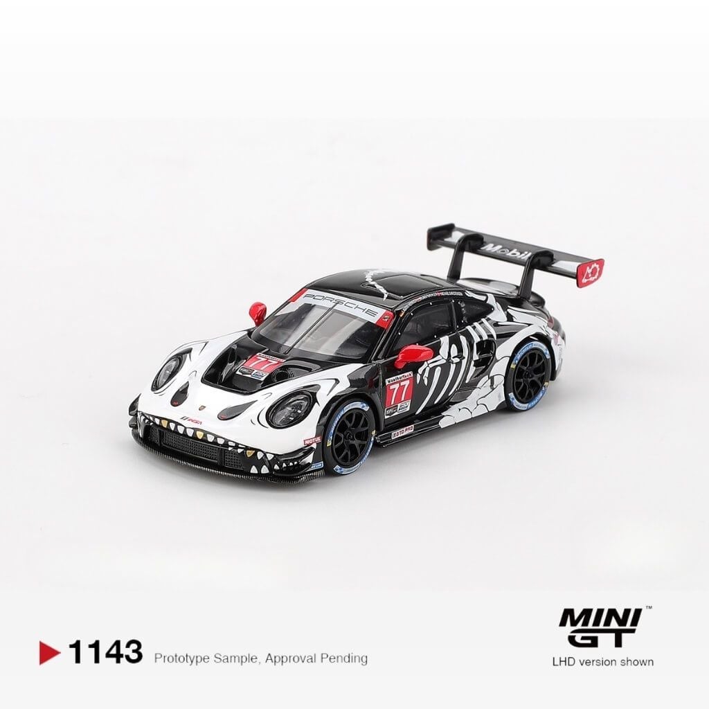 Mô hình xe Porsche 911 GT3 R #77 AO Racing 2025 IMSA Petit Le Mans 1:64 MiniGT