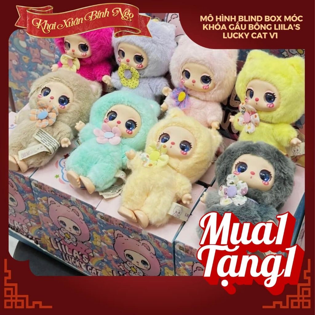 Mô hình Blind Box Móc khóa Gấu Bông Liila's Lucky Cat V1 ( Liila's Mèo May Mắn ) LIILA TOYS