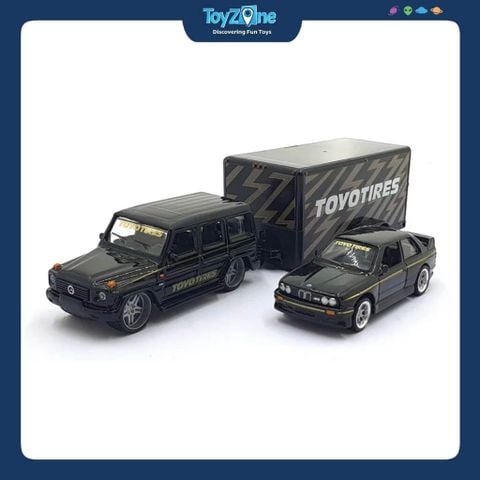 Mô hình xe vận chuyển Mercedes-Benz G-Class + BMW 3 Series M3 1988 Design Team Hauler 1:64 MAISTO