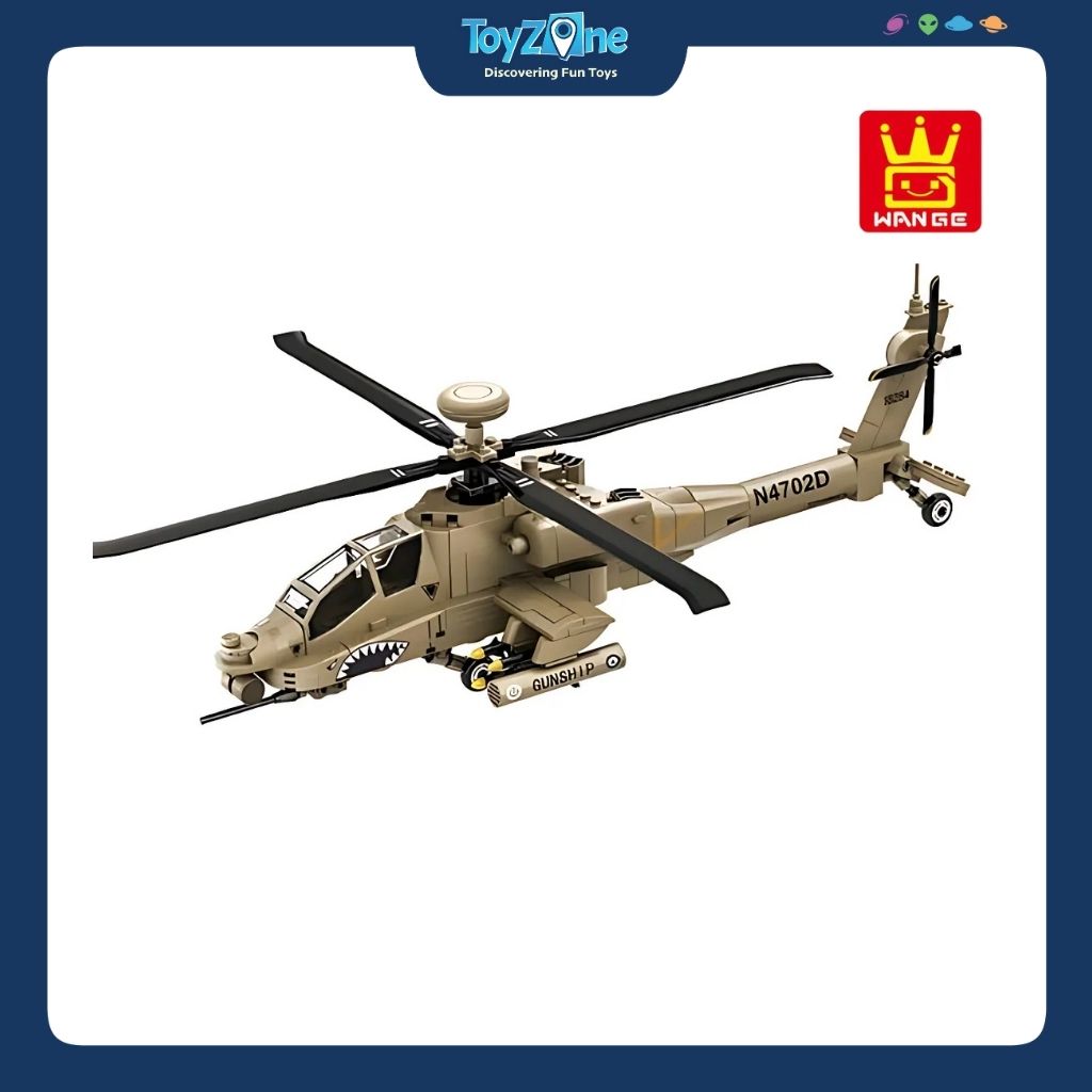 Bộ Đồ Chơi Lắp Ráp Mô Hình Máy Bay Trực Thăng Tấn Công AH-64 Apache WANGE