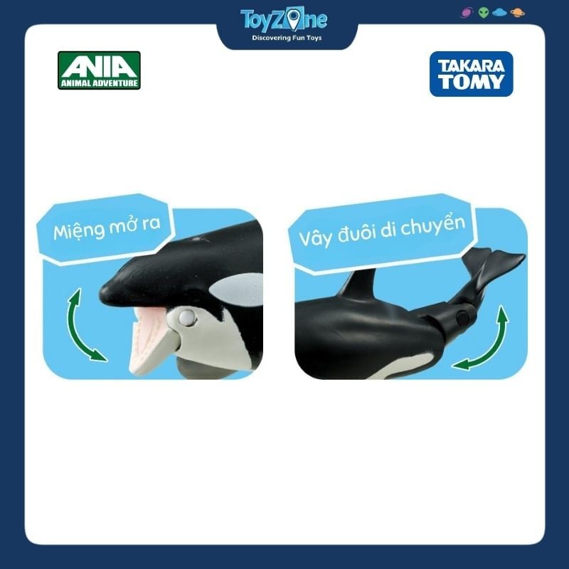 Mô hình đồ chơi Động Vật Cá Voi Sát Thủ ANIA AL-08 Killer Whale ( Floating Ver ) TAKARA TOMY