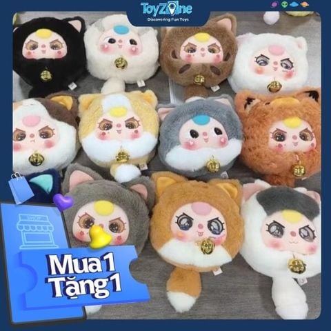 Mô hình Blind box Gấu bông Baby Three Lucky Cat Zipper Bag Series ( Mèo Thần Tài ) BABY THREE