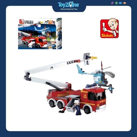 Bộ đồ chơi mô hình lắp ráp Xe thang cứu hỏa Sluban