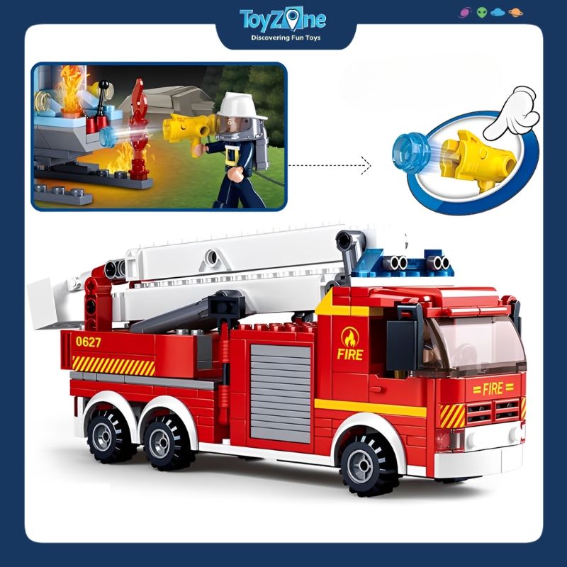 Bộ đồ chơi mô hình lắp ráp Xe thang cứu hỏa Sluban