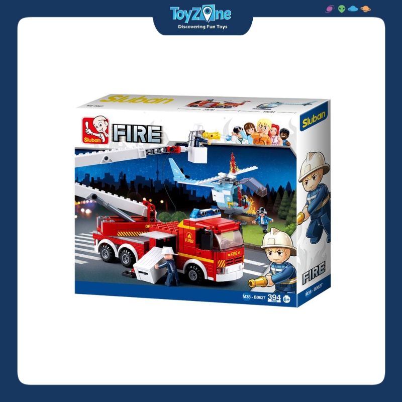 Bộ đồ chơi mô hình lắp ráp Xe thang cứu hỏa Sluban