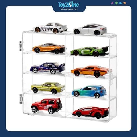 Hộp bảo vệ mô hình xe Hot Wheels, MiniGT, Tomica 8 ngăn 1:64 Mica trong suốt