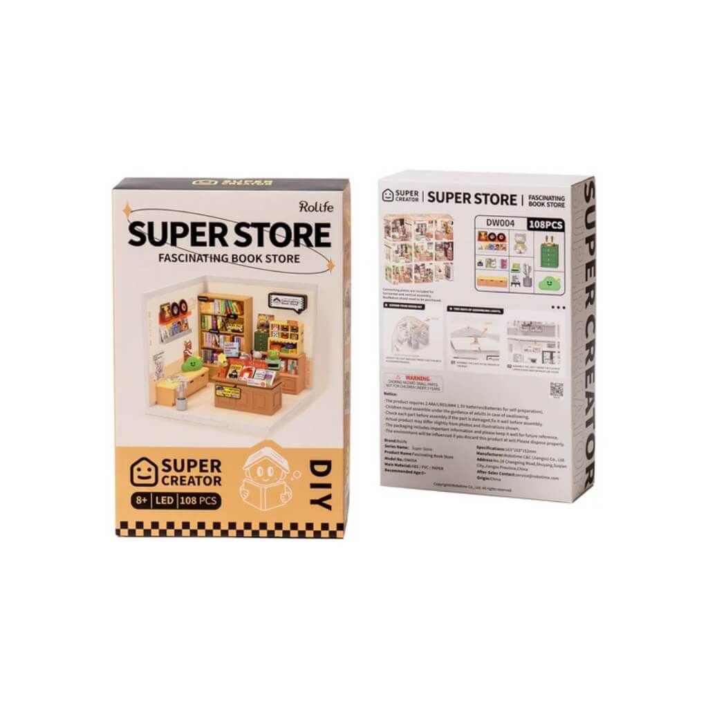 Mô hình lắp ráp nhà nhựa DIY Tiệm Sách Hấp Dẫn Rolife Super Creator Fascinating Book Store DW004 ROBOTIME