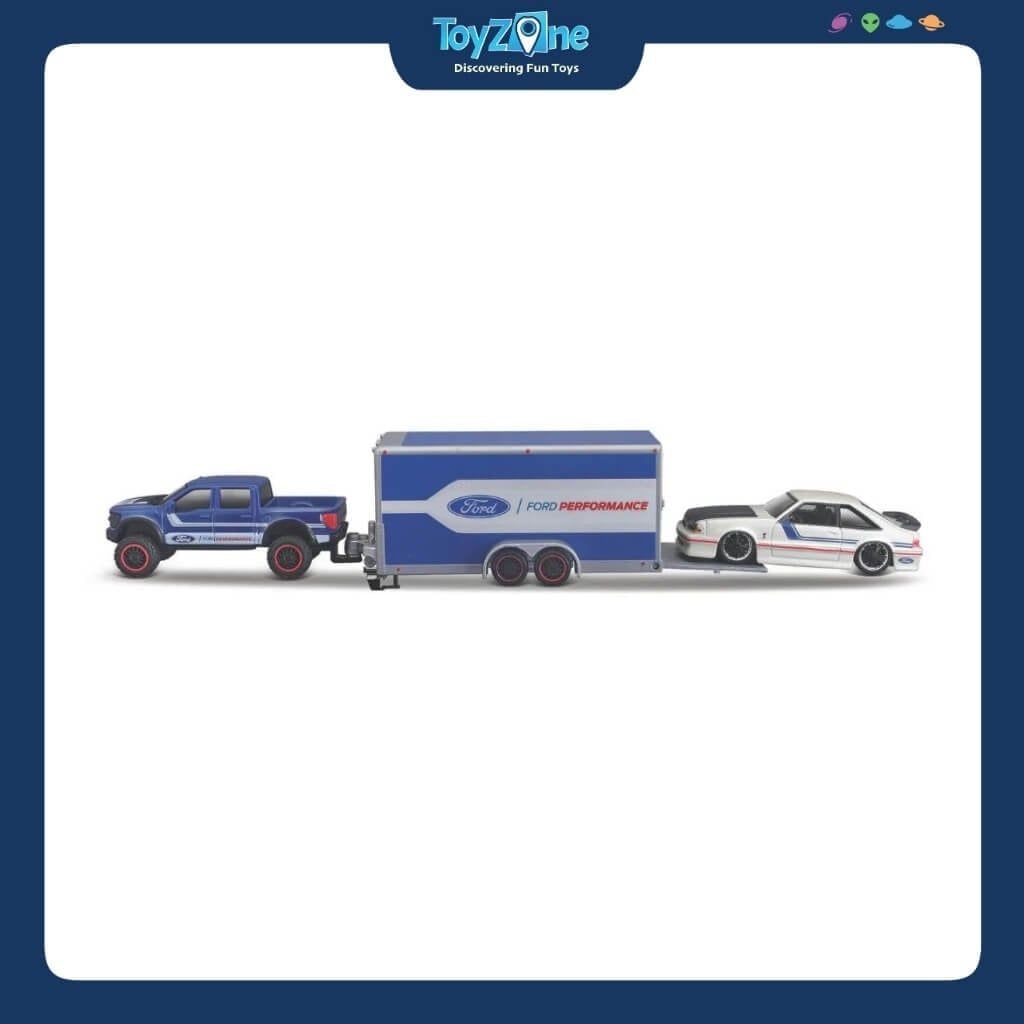 Mô hình xe vận chuyển Ford F150 SVT Raptor 2021 + Ford SVT Cobra 1993 Design Team Hauler 1:64 MAISTO
