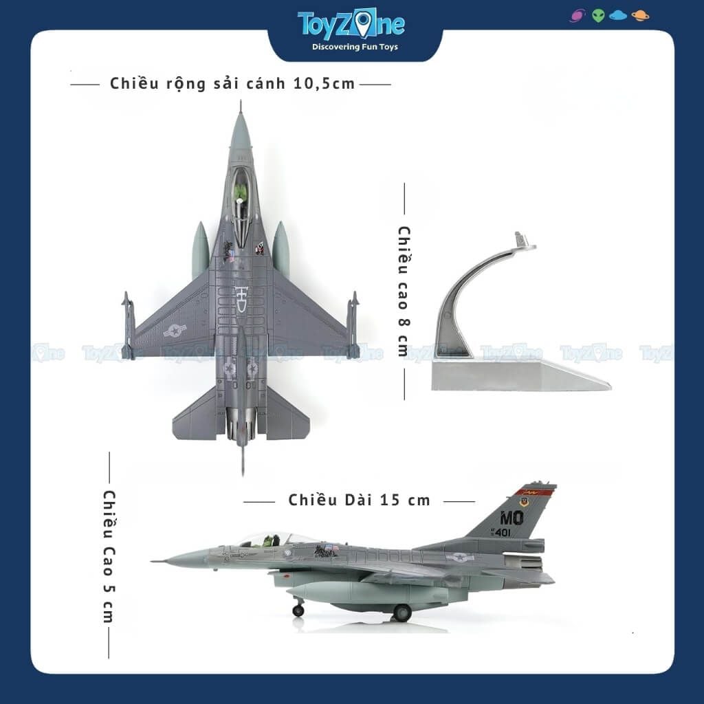 Mô Hình Máy Bay Chiến Đấu F-16C Fighting Falcon 1:100 Amercom