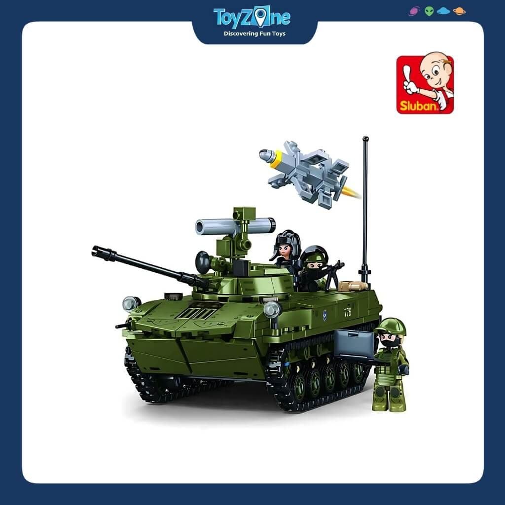 Bộ Đồ Chơi Lắp Ráp Mô Hình Xe Tăng Chiến Đấu Bọc Thép BMD-2S 2in1 1:35 SLUBAN