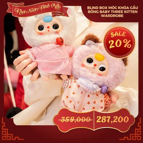 Mô hình Blind box Móc khóa Gấu bông BABY THREE Kitten Wardrobe ( Tủ Quần Áo Mèo Con ) CUREPLANETA