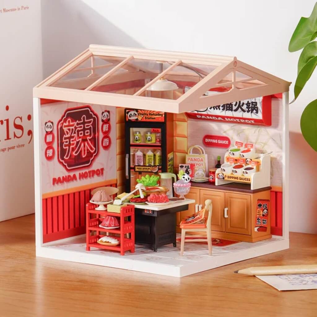 Mô hình lắp ráp nhà nhựa DIY Tiệm Lẩu Panda Hot Pot Rolife Panda Hot Pot DW020 ROBOTIME