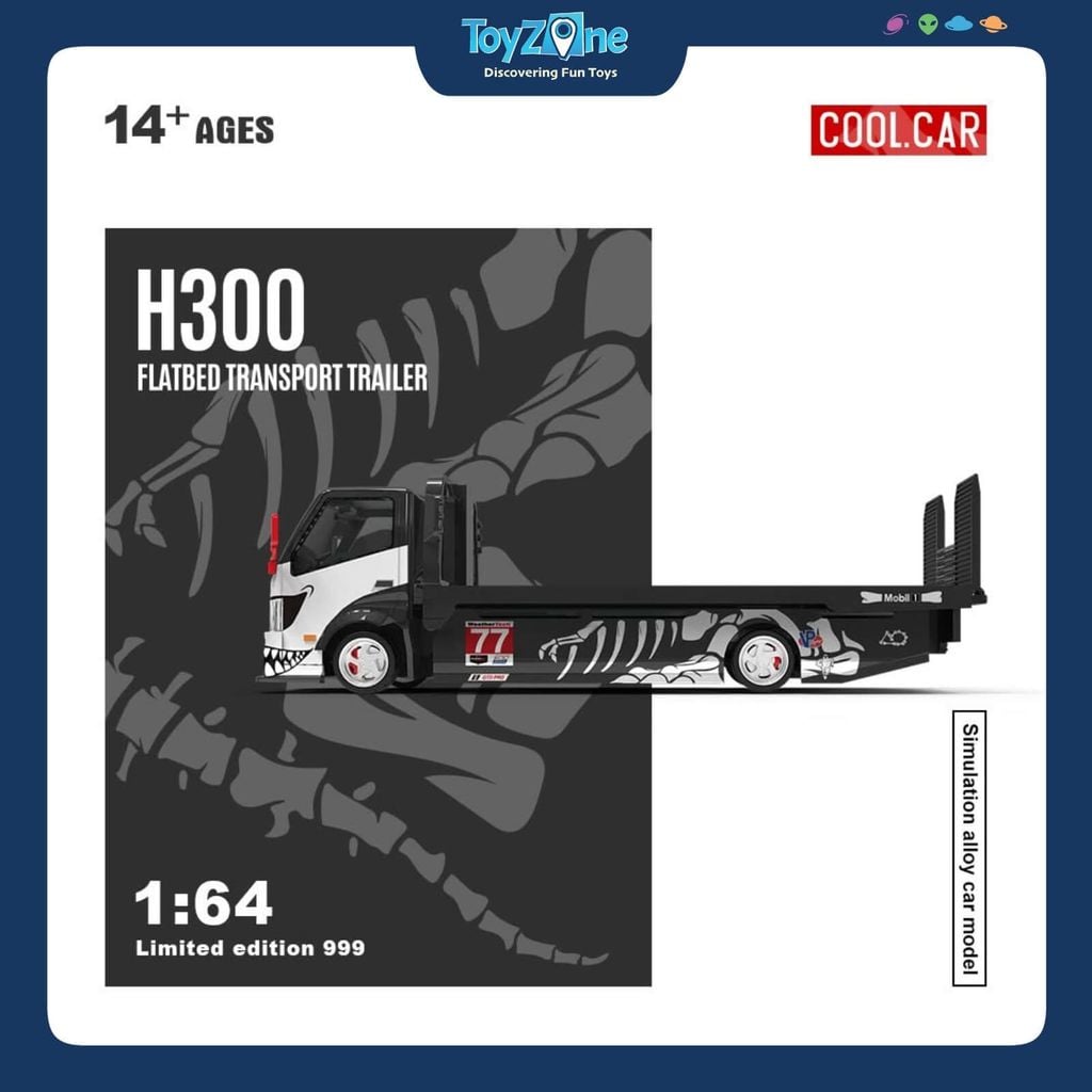 Mô hình xe tải Hino H300 Flatbed Transport Trailer 1:64 COOL CAR