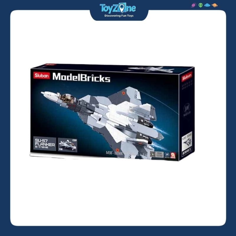 Bộ đồ chơi mô hình lắp ráp Máy bay chiến đấu tiêm kích SU-57 Flanker Sluban