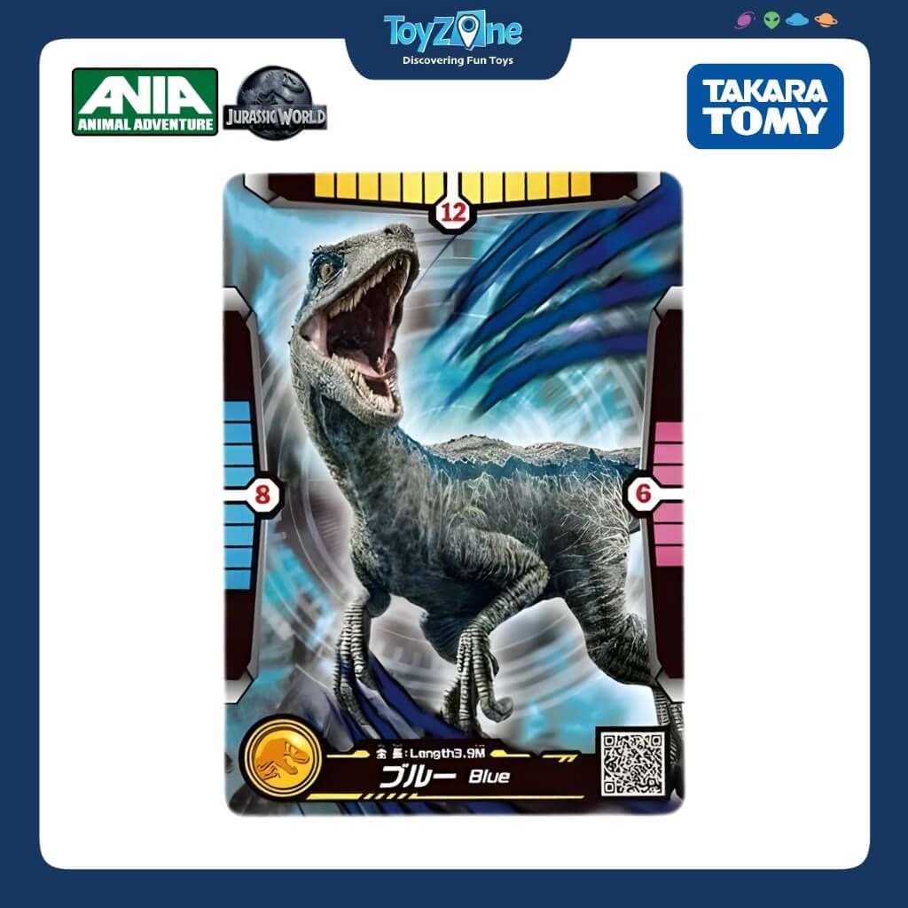 Mô hình đồ chơi Khủng Long Velociraptor ANIA Jurassic World Blue ( With Battle Card ) TAKARA TOMY