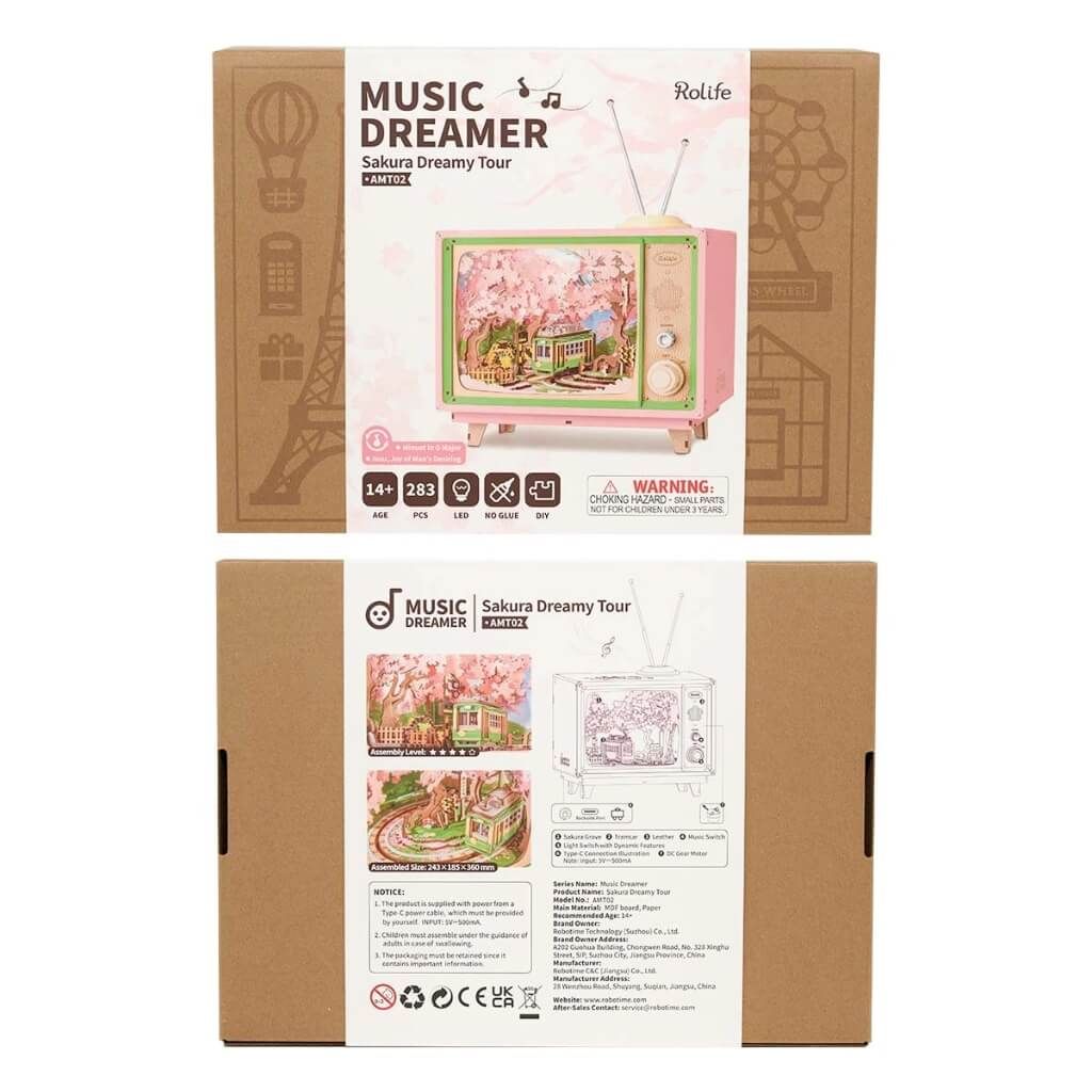 Mô hình gỗ lắp ráp 3D Tivi Chuyến Tàu Hoa Anh Đào Rolife Sakura Dreamy Tour AMT02 ROBOTIME