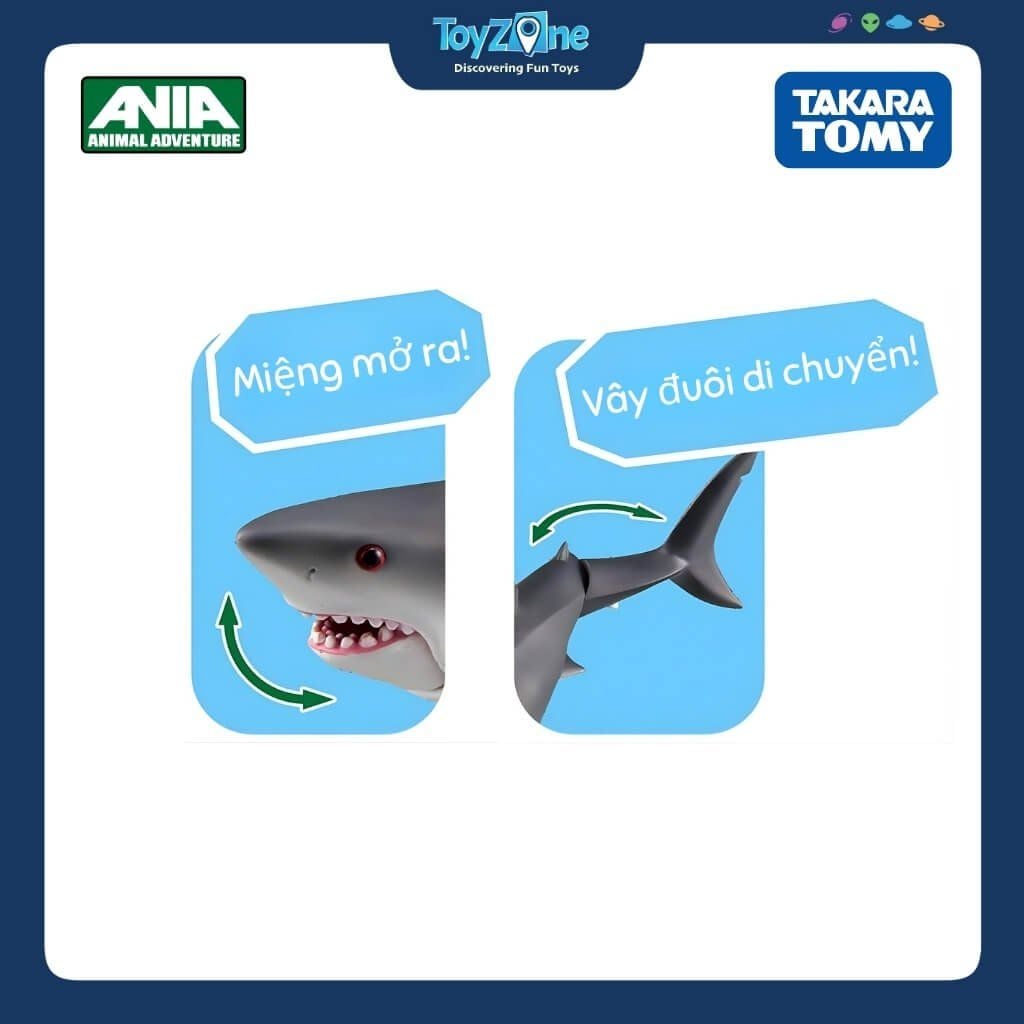 Mô hình đồ chơi Động Vật Cá Mập Trắng Lớn ANIA AS-07 Great White Shark TAKARA TOMY