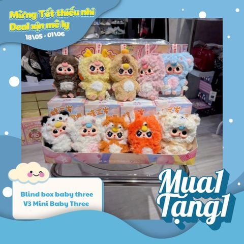 Mô hình Blind box Móc khóa Gấu bông Baby Three V3 Mini CUREPLANETA
