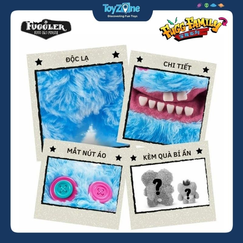 Mô hình đồ chơi sưu tầm Fuggler Fugg Family ( Gia Đình Quái Vật Fuggler ) ZURU TOYS