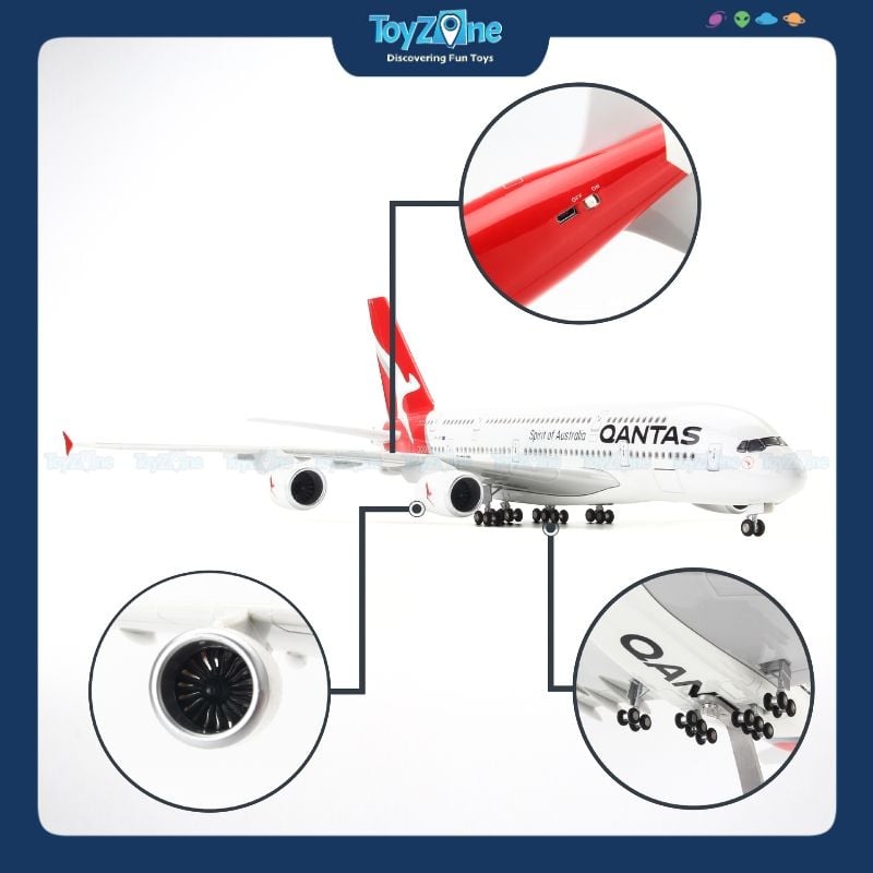 Mô hình máy bay Qantas 47cm lắp ráp có đèn Everfly