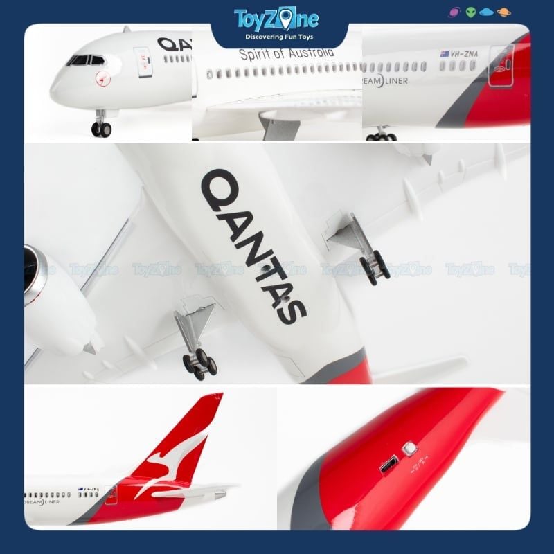 Mô hình máy bay Qantas 47cm lắp ráp có đèn Everfly