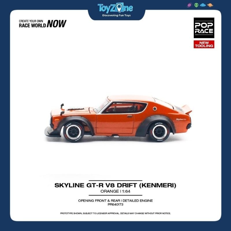 Mô hình xe Skyline GT-R V8 DRIFT KENMERI 1:64 Pop Race