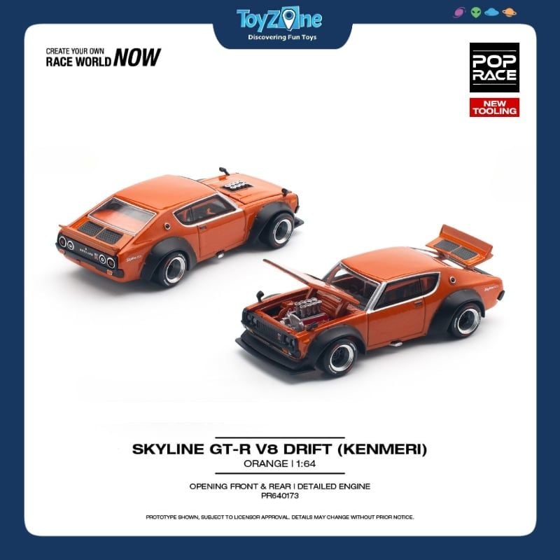 Mô hình xe Skyline GT-R V8 DRIFT KENMERI 1:64 Pop Race