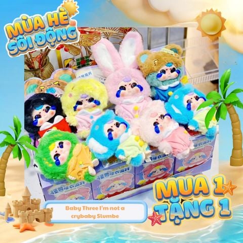 Mô hình Blind Box Móc khoá Gấu bông Baby Three Sad Baby Slumber Party Series CUREPLANETA
