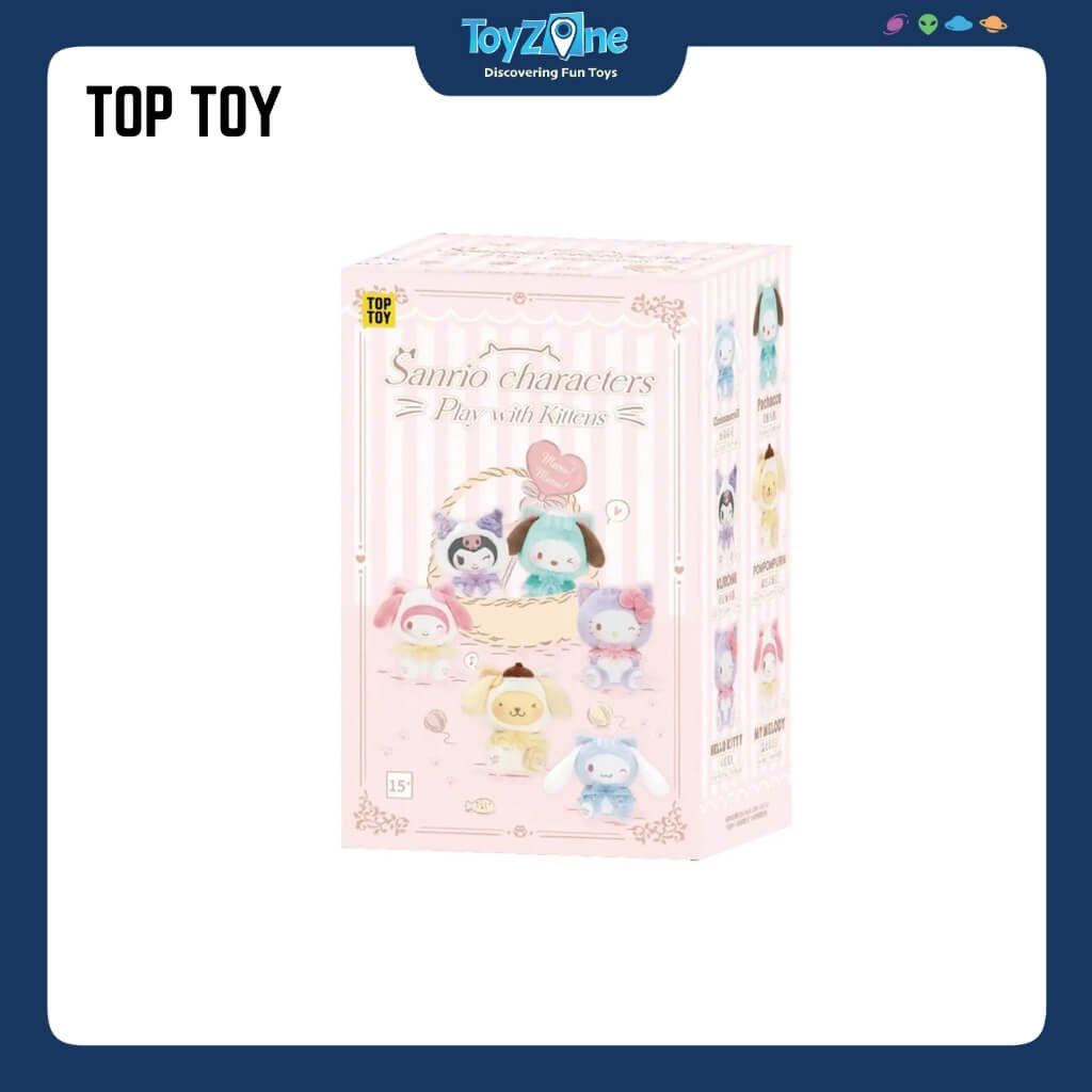 Mô hình Blind box Móc khóa Gấu bông Sanrio Characters Play With Kittens Series Plush Pendant ( Chơi Với Mèo Con ) TOP TOY