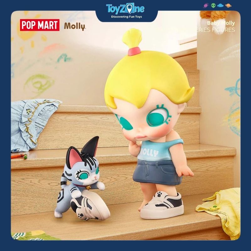 Mô hình đồ chơi Blind box Baby Molly and Baby Tabby Series Figures ( Bé Molly và Mèo Mướp Nhỏ ) POP MART