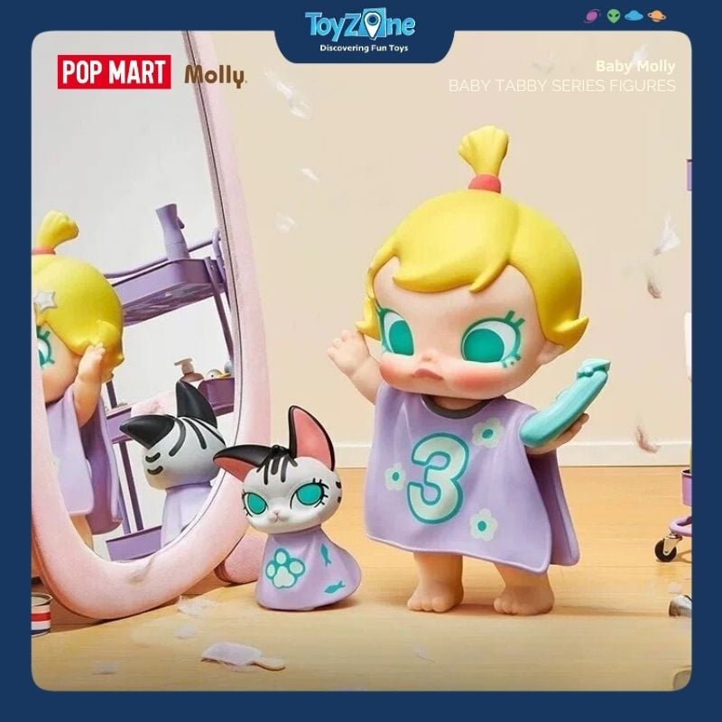 Mô hình đồ chơi Blind box Baby Molly and Baby Tabby Series Figures ( Bé Molly và Mèo Mướp Nhỏ ) POP MART