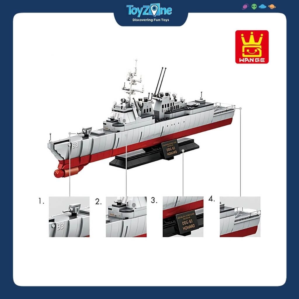 Bộ Đồ Chơi Lắp Ráp Mô Hình Tàu Khu Trục Arleigh Burke-Class WANGE