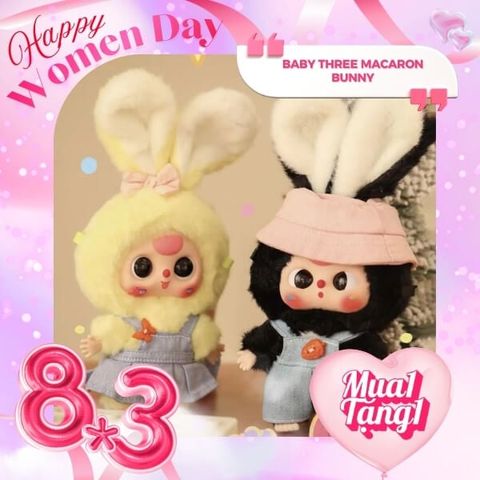 Mô hình Blind box Móc khóa Gấu bông Baby Three Macaron Bunny BABY THREE