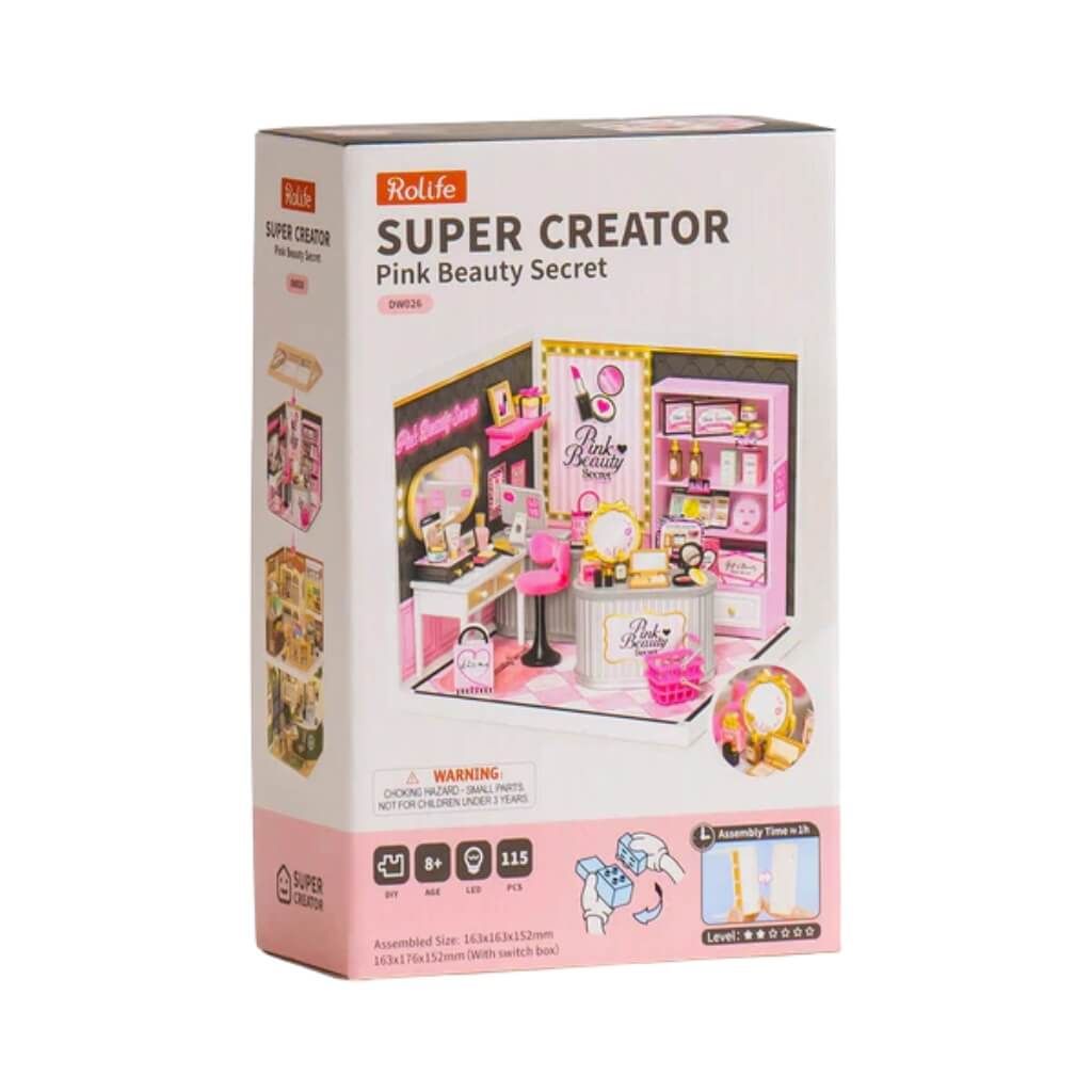 Mô hình lắp ráp nhà nhựa DIY Tiệm Mỹ Phẩm và Spa Hồng Ngọt Rolife Super Creator Pink Beauty Secret DW026 ROBOTIME