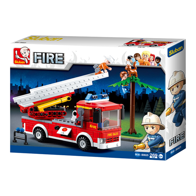 Bộ đồ chơi mô hình lắp ráp Xe thang cứu hỏa Sluban