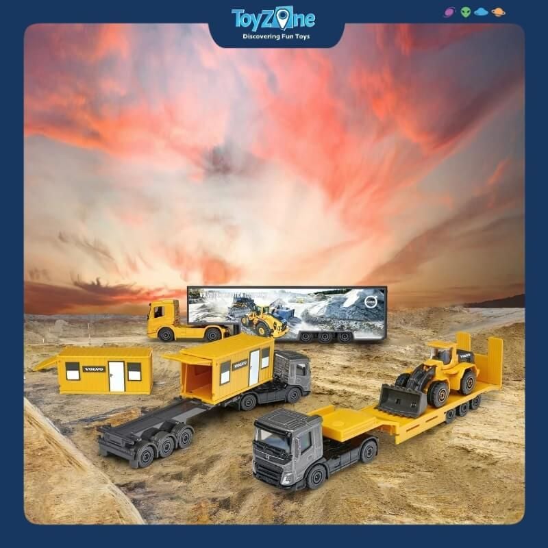 Đồ chơi mô hình xe tải vận chuyển Volvo Construction Transporter MAJORETTE