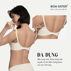 Áo lót nữ chất su, không gọng, mặc được trang phục hở lưng, thoáng mát lưng BOMSISTER MU2610