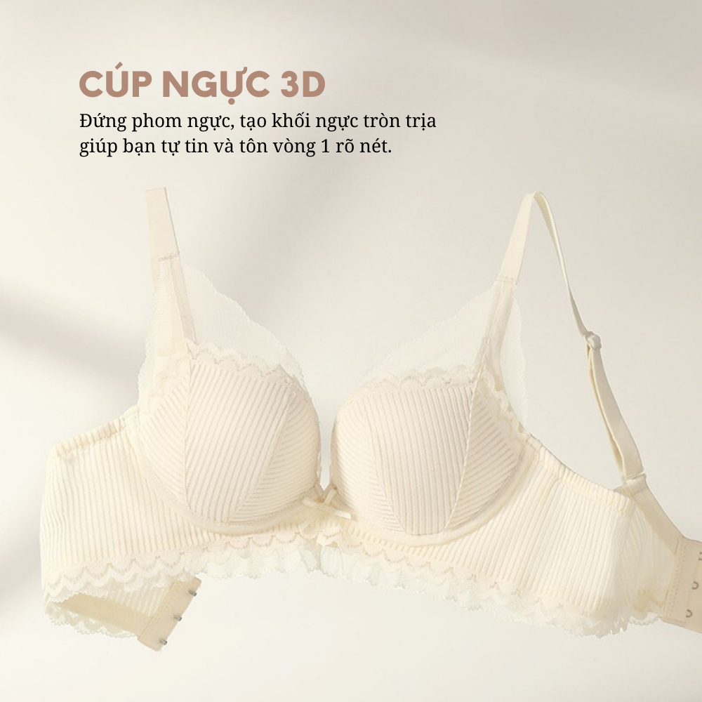 Áo lót ren hoa không gọng, mút vừa, hạn chế bẹt quả, tôn dáng A0K26