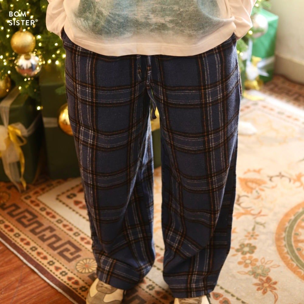 Quần lười caro, dáng suộng rộng che khuyết điểm chân, dễ mặc dễ phối Munii MN2010