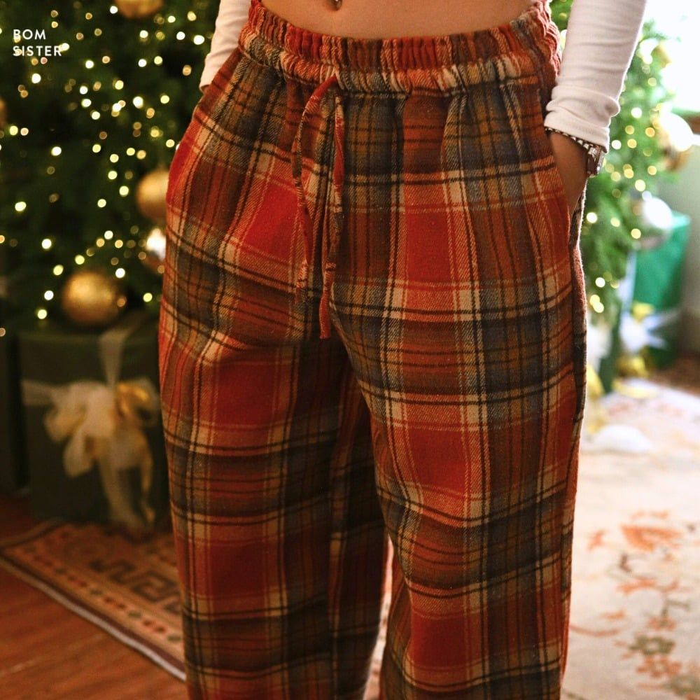 Quần lười caro, dáng suộng rộng che khuyết điểm chân, dễ mặc dễ phối Munii MN2010