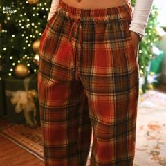 Quần lười caro, dáng suộng rộng che khuyết điểm chân, dễ mặc dễ phối Munii MN2010