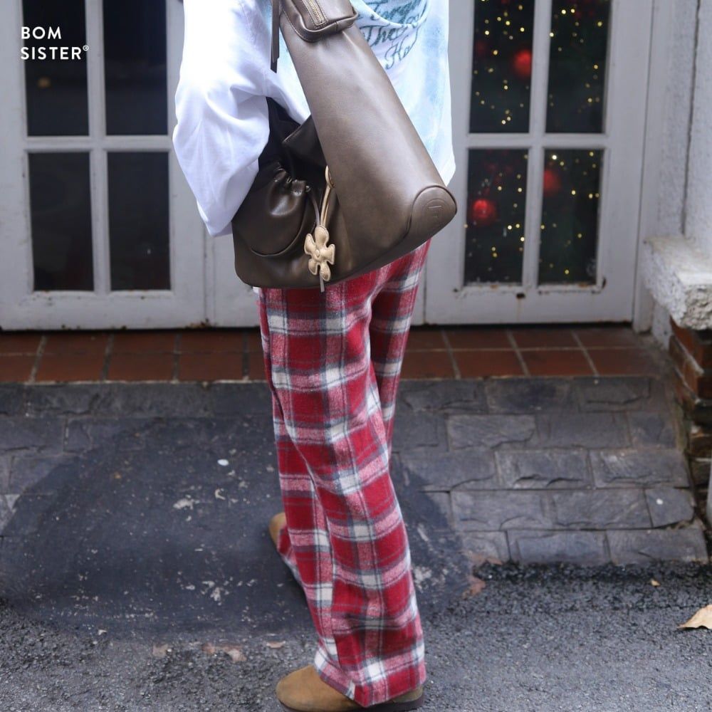 Quần lười caro, dáng suộng rộng che khuyết điểm chân, dễ mặc dễ phối Munii MN2010