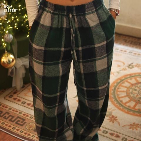 Quần lười caro, dáng suộng rộng che khuyết điểm chân, dễ mặc dễ phối Munii MN2010