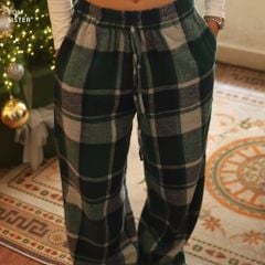 Quần lười caro, dáng suộng rộng che khuyết điểm chân, dễ mặc dễ phối Munii MN2010