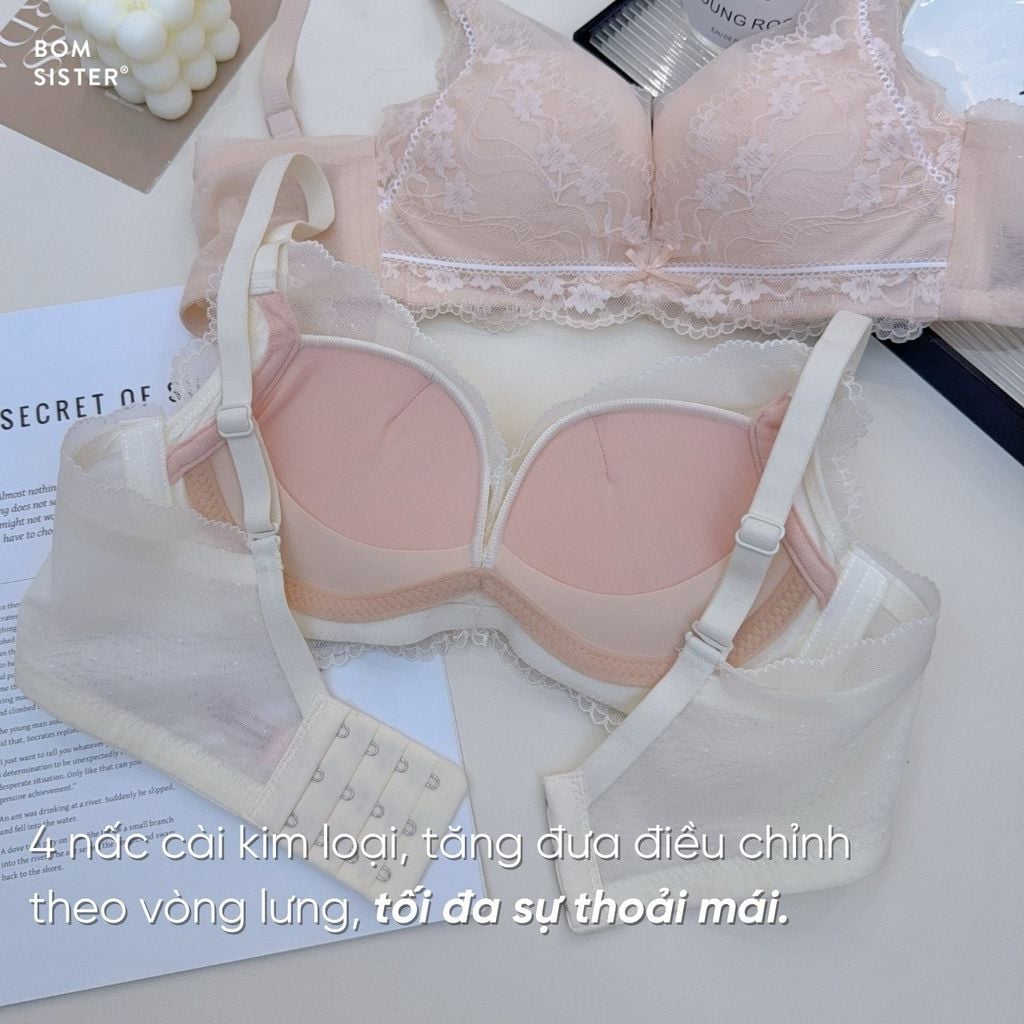 Áo lót ren hoa không gọng, mút vừa, hạn chế bẹt quả, tôn dáng A0K17